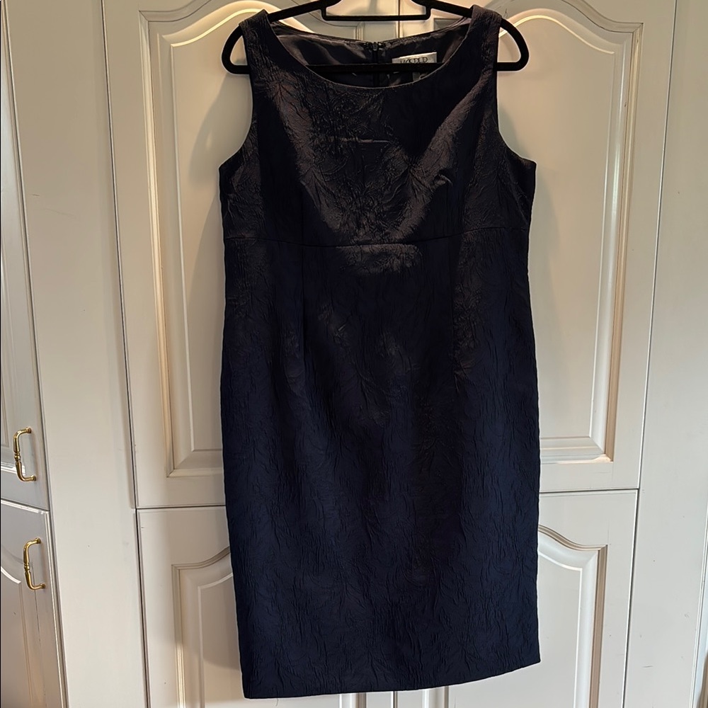 Kasper Blue Sheath Dress Sleeveless Crew Neck